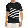 Black And White American Flag Print Men's Short Sleeve Rash Guard