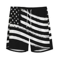 Black And White American Flag Print Men's Athletic Shorts