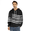 Black And White American Flag Print Men's Velvet Pullover Hoodie