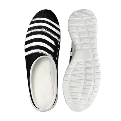 Black And White American Flag Print Mesh Casual Shoes