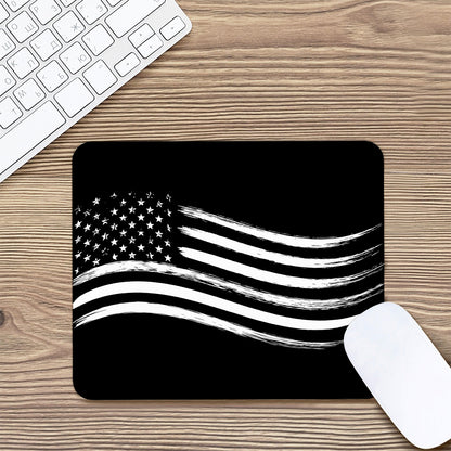 Black And White American Flag Print Mouse Pad