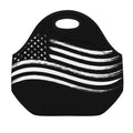 Black And White American Flag Print Neoprene Lunch Bag