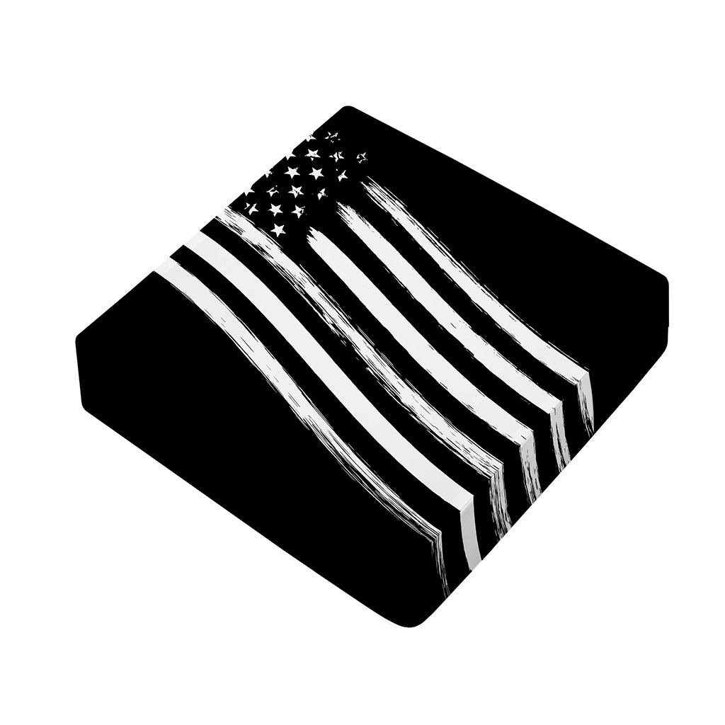 Black And White American Flag Print Outdoor Seat Cushion Cover