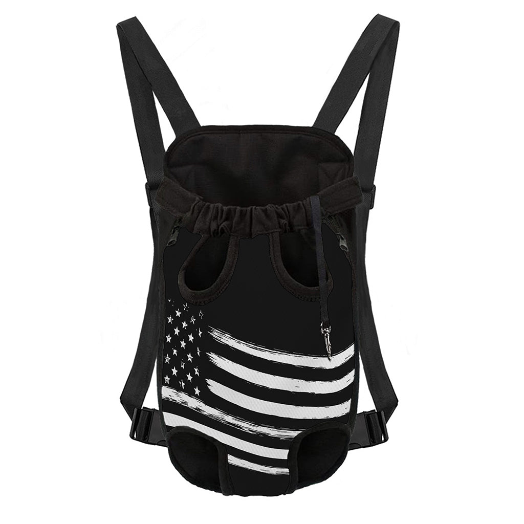Black And White American Flag Print Pet Carrier Backpack