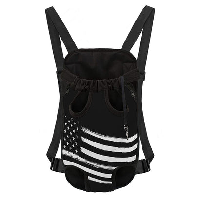 Black And White American Flag Print Pet Carrier Backpack