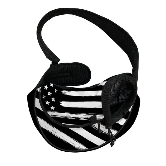 Black And White American Flag Print Pet Sling Carrier