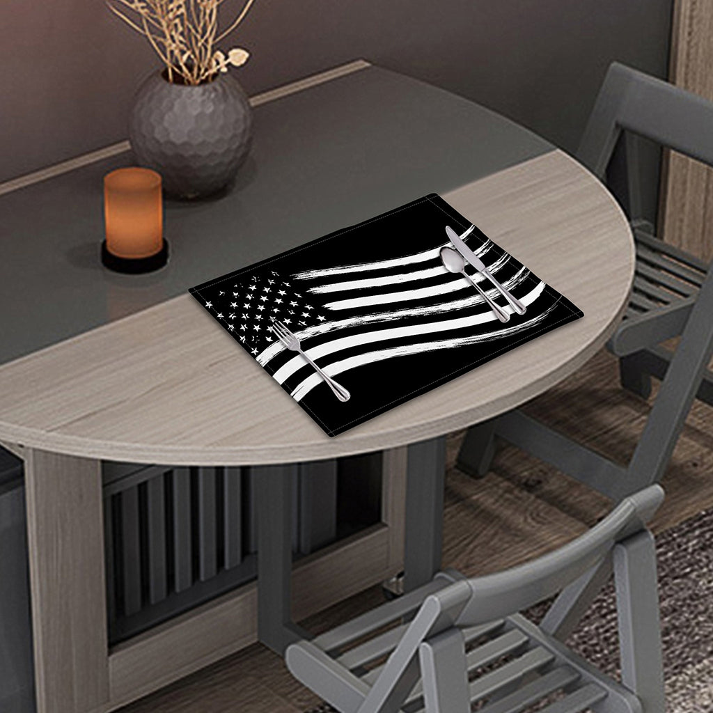 Black And White American Flag Print Placemat