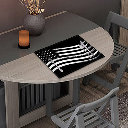 Black And White American Flag Print Placemat