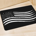 Black And White American Flag Print Polyester Doormat