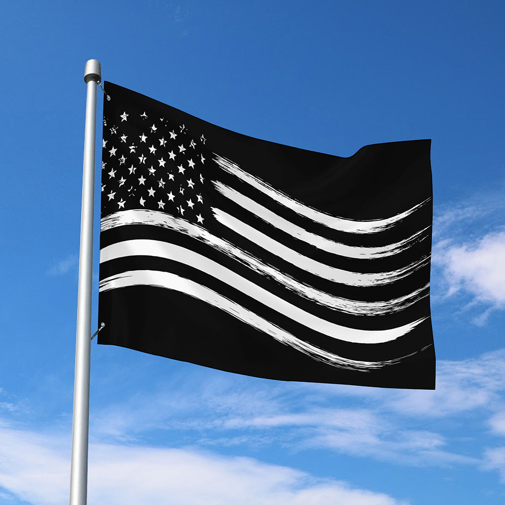 Black And White American Flag Print Polyester Flag