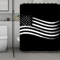 Black And White American Flag Print Polyester Shower Curtain