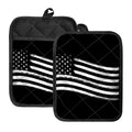 Black And White American Flag Print Pot Holders With Pocket