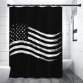 Black And White American Flag Print Premium Shower Curtain