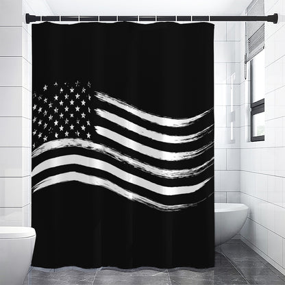 Black And White American Flag Print Premium Shower Curtain