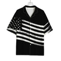 Black And White American Flag Print Rayon Hawaiian Shirt