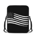 Black And White American Flag Print Rectangular Crossbody Bag