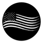 Black And White American Flag Print Round Floor Mat