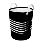 Black And White American Flag Print Round Laundry Basket