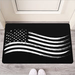 Black And White American Flag Print Rubber Doormat
