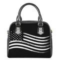 Black And White American Flag Print Shoulder Handbag