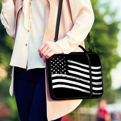 Black And White American Flag Print Shoulder Strap Bible Bag