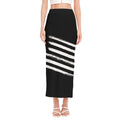 Black And White American Flag Print Side Slit Maxi Skirt
