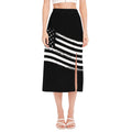 Black And White American Flag Print Side Slit Midi Skirt