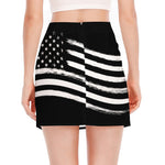 Black And White American Flag Print Side Slit Mini Skirt
