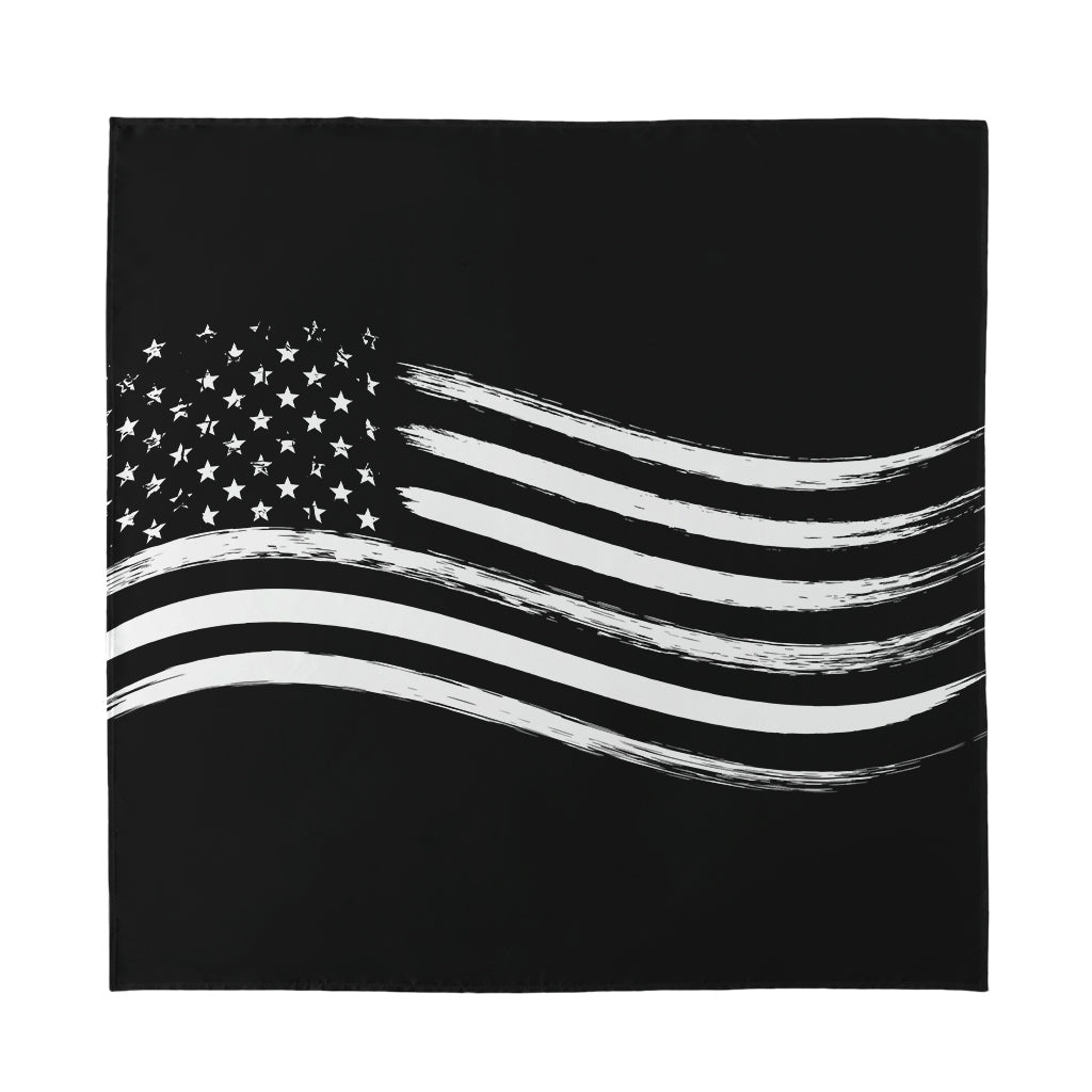 Black And White American Flag Print Silk Bandana