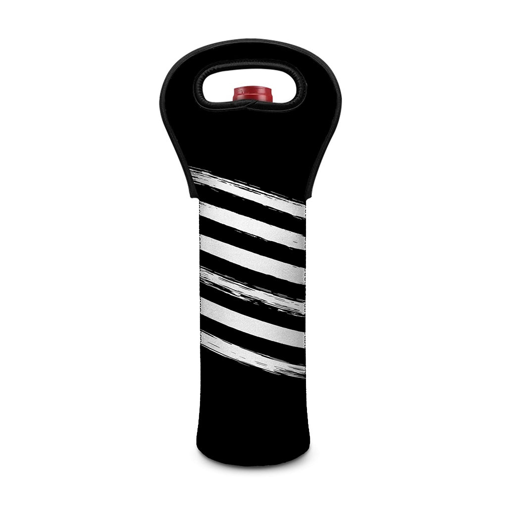 Black And White American Flag Print Single Neoprene Wine Tote