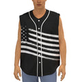 Black And White American Flag Print Sleeveless Baseball Jersey