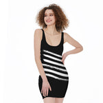 Black And White American Flag Print Sleeveless Bodycon Dress