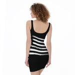 Black And White American Flag Print Sleeveless Bodycon Dress