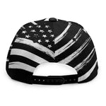 Black And White American Flag Print Snapback Cap