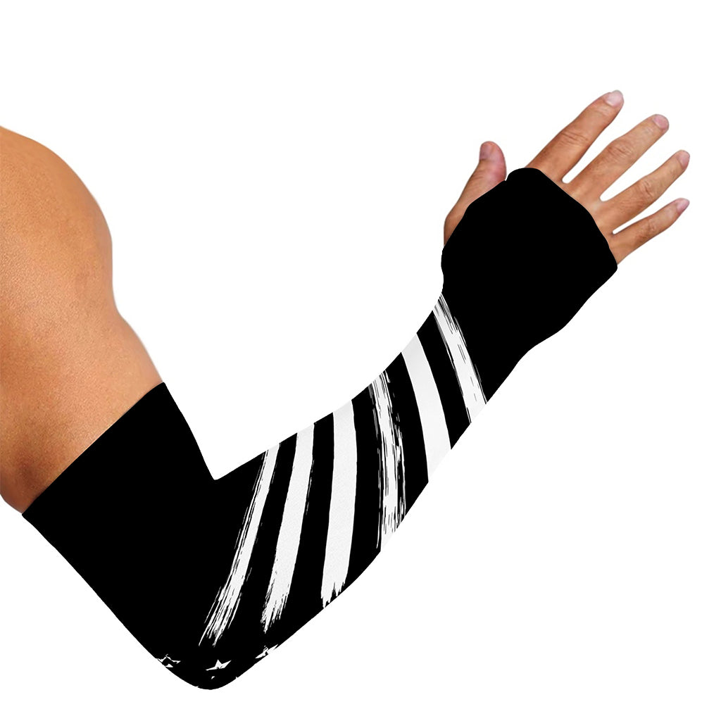 Black And White American Flag Print Sun Protection Arm Sleeves