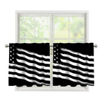 Black And White American Flag Print Tier Curtains