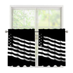 Black And White American Flag Print Tier Curtains