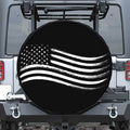 Black And White American Flag Print Tire Cover
