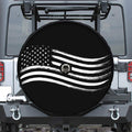 Black And White American Flag Print Tire Cover With Camera Hole