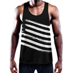 Black And White American Flag Print Training Tank Top