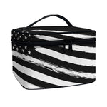 Black And White American Flag Print Travel Makeup Bag