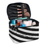Black And White American Flag Print Travel Makeup Bag
