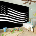 Black And White American Flag Print Wall Sticker