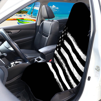 Black And White American Flag Print Waterproof Car Seat Cover