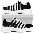 Black And White American Flag Print White Chunky Shoes
