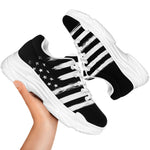 Black And White American Flag Print White Chunky Shoes