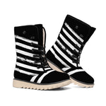 Black And White American Flag Print Winter Boots