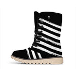 Black And White American Flag Print Winter Boots
