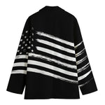 Black And White American Flag Print Women's Blazer
