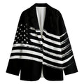 Black And White American Flag Print Women's Cotton Blazer